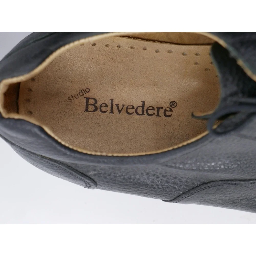 Belvedere Baybridge Shoes Black Leather Derby Dress Men's Size 12 EEE Wide